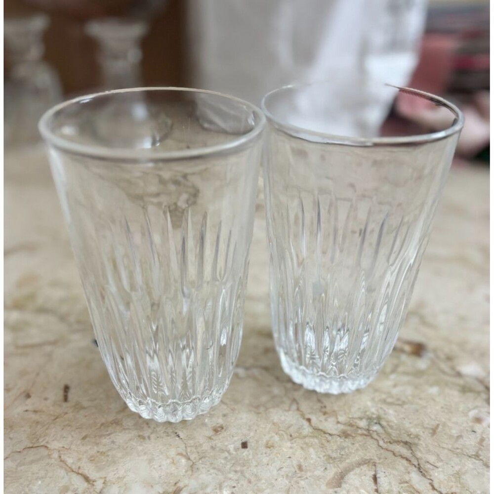 Vintage Princess House Crystal Tumblers 2 Drinking Glasses Highlights 12oz 5.5”